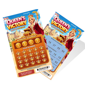 Billets de loterie à gratter Lucky Win, thèmes royaux, conception OEM ODM, sérigraphie personnalisée, carton, commande en gros, réduction sur les tickets de loterie - Product Image 3