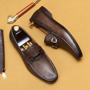 Men's Genuine Leather Soft-Sole English Style One-Piece Lace-Up Loafers Casual Shoes for Office Career Anti-Slip Breathable - Product Image 4