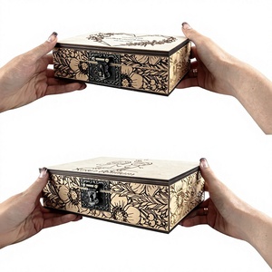 Custom Wooden Gift <b>Box</b> with Laser Engraving Rectangle Shape Metal <b>Lock</b> Oven <b>Safe</b> for Wedding Valentine Party Favors - Product Image 1