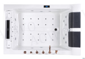 Jacuzzi Interior para 2 Personas con Hidromasaje, Bañera de Hidromasaje para Adultos, Spa Multifuncional, Jacuzzi de <span class=keywords><strong>Madera</strong></span> - Product Image 2