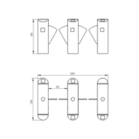 Barrière tournante de sécurité haute sécurité à hauteur de taille avec contrôle d'accès par empreinte digitale/code QR/RFID pour gymnases et centres de fitness