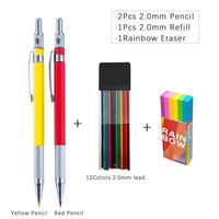 École Bureau Artiste 2.0mm 2B Examen Test Crayon Multi Couleurs Mène Mécanique Crayons Hexagonal Métal Crayon De Couleur