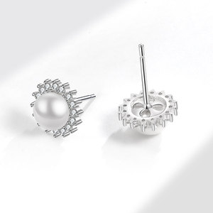 2025 tendance coréenne 925 boucles d'oreilles en argent sterling tournesol-Instagram à la mode Micro pavé Zircon bijoux en perles d'eau douce - Product Image 4