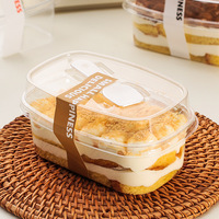 Boîte à emporter en plastique PET transparent jetable de qualité alimentaire de 300 ml pour gâteau, glace, gelée, yaourt frit et mousse à mille couches
