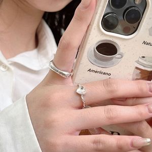 S925 Sterling Silver Twisted Heart <b>Ring</b> Adjustable <b>Open</b> Band Women's Jewelry Everyday Wear - Product Image 4