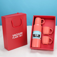 Penjualan terlaris 500ml botol termos vakum Set portabel cangkir vakum baja tahan karat botol termos, satu cangkir dua tutup kotak hadiah
