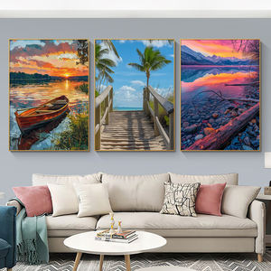 Affiche personnalisée impression toile art mural bateau et lac paysage peinture maison décoration murale - Product Image 3