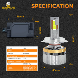 BAOBAO BB2488 Lampadine LED ad Alta Potenza 200w 400w H1 H4 H7 H8 H11 9005 9006, Luci Super Luminose per Fari Auto, Luci LED Auto - Product Image 5