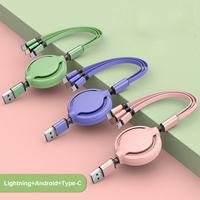 Cable USB Retráctil 3 en 1 al por Mayor, Económico, con Micro-USB, Blindaje Trenzado, Logotipo Personalizado, Carga Rápida 3A