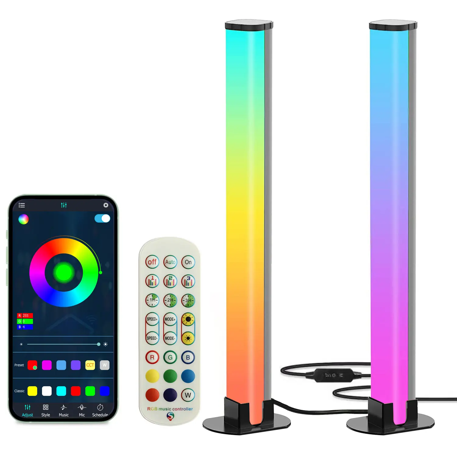 สมาร์ท APP เพลงจังหวะไฟ LED เดสก์ท็อปบรรยากาศแสง RGB ไฟกลางคืนสําหรับเกมทีวีพื้นหลังผนังห้องนอนตกแต่งตารางโคมไฟ