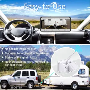 Iпостер Новый Популярный трейлер грузовик WiFi резервная камера IP68 ИК Магнитная база батарея подключение IOS Android Мобильная камера