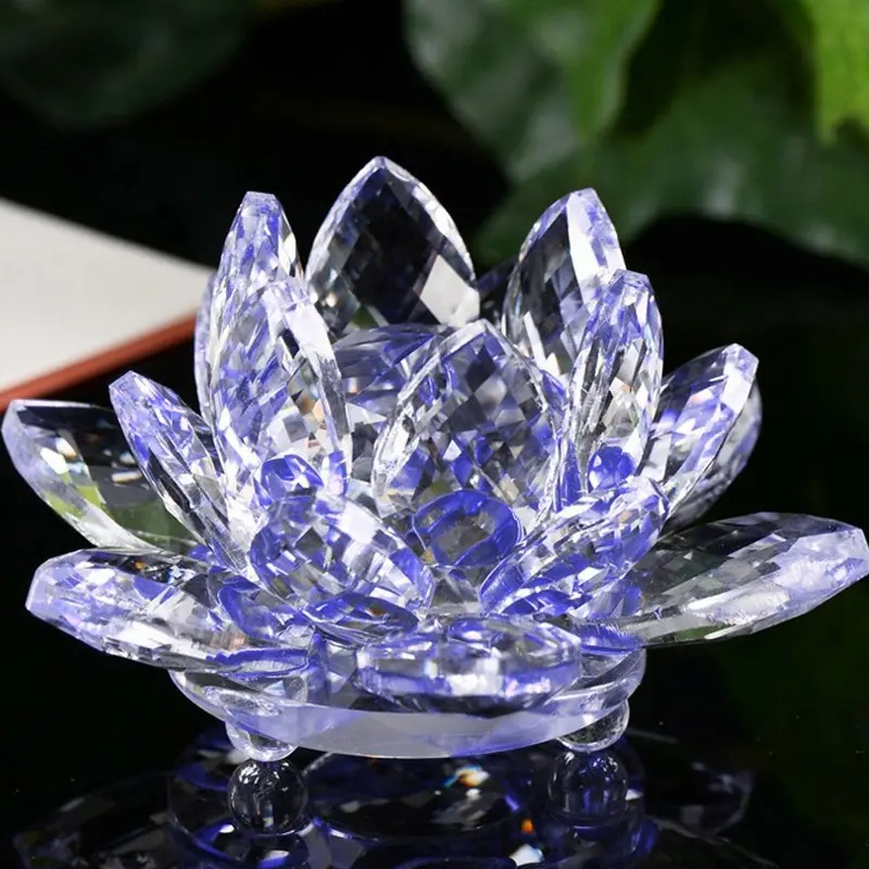 Decoración de boda, recuerdo, 60mm, cristal de cuarzo Artificial, flor de loto, adornos artesanales