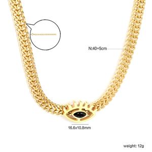 Collar de Moda de Alta Calidad en Acero Inoxidable 316 con Colgante de Ojo, Estrella y Corazón, Chapado en Oro de 18k, Cadena Cubana para Mujer - Product Image 2