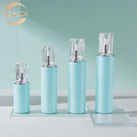 Bouteilles en verre bleu menthe brillant de 40 ml, 80 ml, 100 ml, 120 ml, pots à crème avec couvercles facettés transparents pour sérum visage, lotion corporelle
