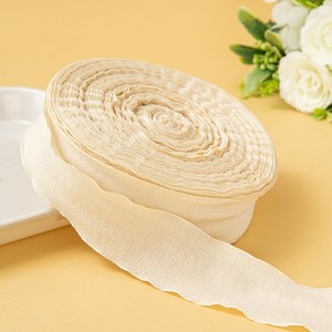 थोक रोमांटिक 4 सेमी 50 गज की पॉलिएस्टर रफ्फल्ड मछली पूंछ रिबन के लिए फूल सजावट उपहार - Product Image 6