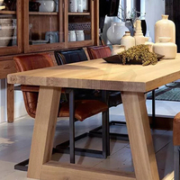 Ensemble de table à manger en bois massif, pour 4 places, meubles de couleur naturelle, style moderne