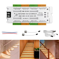 Contrôleur d'éclairage d'escalier LED 12V 24V à 32 étapes avec capteur de mouvement PIR, pour éclairage de marche séquentiel et dynamique