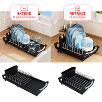 Égouttoir métallique moderne à un seul niveau pour évier de cuisine, séchage de vaisselle et outils de nettoyage