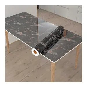 Peel and Stick Black Marble PVC Wallpaper Self Adhesive Waterproof Wall Paper for Kitchen Counter Table Desk