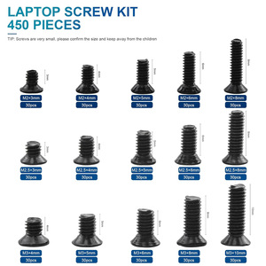 Cross Recessed Countersunk Head Machine Screws 450Pcs Black Carbon Steel Made In China For Computer Laptop Repair - Product Image 3