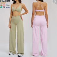 Ensemble de sport respirant 2 pièces pour femme, taille haute, couleur unie, pour la gym, le fitness et la course à pied