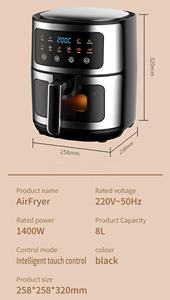5L Edelstahl-Luft fritte use für das Home <span class=keywords><strong>Hotel</strong></span> Modernes elektrisches Küchengerät LCD-Display Elektrische Touchscreen-Steuerung Ölfrei - Product Image 6