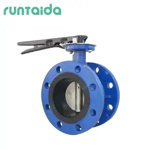 Di hand operated epdm seat soft seal cast PN16 PN10 ductile iron manual DN200 double flanged butterfly valve handle