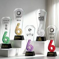 Trofeo de Cristal Colorido Ecológico con Grabado Láser Personalizado 2026, Premio con Logotipo Personalizado, Decoración y Regalo para Fiestas