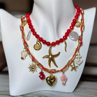 Mode Femmes Pendentif En Acier Inoxydable Chunky Charme Collier D'été Collier Femme Colier Ete