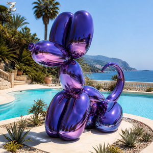 Sculpture de chien <span class=keywords><strong>ballon</strong></span> en acier inoxydable, artisanat métallique, finition miroir bleue, art animalier moderne personnalisé pour la décoration de jardins, hôtels et places publiques - Product Image 3