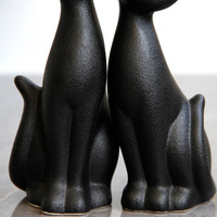 Statue de couple de chats en céramique, style nordique moderne, noir mat givré, décoration de bureau, décoration de la maison, cadeaux de mariage