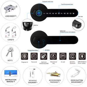 Tuya/TTlock Bedroom Hotel Fingerprint Smart Room <strong>Door</strong> <strong>Lock</strong> Gold Color Biometric Digital Handle <strong>Lock</strong> for Interior Wooden <strong>Door</strong> - Product Image 3
