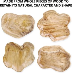 BTEOBFY - Tazón Moderno de Madera Natural de 11 a 13 Pulgadas, Plato de Servir Único Hecho a Mano, Plato para Frutas, Aperitivos, Sándwiches, Pan y Entradas - Product Image 4