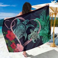 Traje de baño para mujer Chifón Cubrir Traje de baño Envoltura Hawaii Pareja Manta Ray Plumeria Hibiscus Tropical Polynesian Sarong Beach Wear