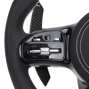 Volante de fibra de carbono de cuero medio perforado para <span class=keywords><strong>Mercedes</strong></span> <span class=keywords><strong>Benz</strong></span> W211 W212 W213 GLB X247 W204 W205 W206 W221 W222 C63 <span class=keywords><strong>AMG</strong></span> - Product Image 3