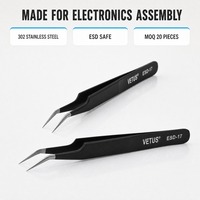 Pincettes de précision antistatiques ESD, outils d'assemblage à pointe fine en acier inoxydable pour la réparation électronique
