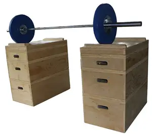 Adjustable Wooden Weightlifting Jerk Boxes / Blocks For Gym Sale