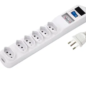 filtro de linha certificate socket power strip 6 ways 10A 250V 2P+T for Brazil market