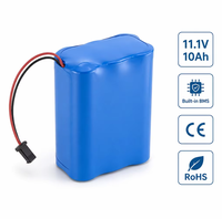 Batterie rechargeable au lithium-ion 3S2P 11.1V 10Ah avec BMS 10A de protection pour alimentation de lumière LED et caméra CCTV
