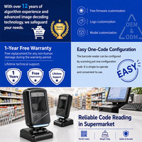 Escáner de Código de Barras de Escritorio YUANAIDC 1D 2D QR, Lector Omnidireccional USB con Cable, Manos Libres, para Punto de Venta de Supermercado
