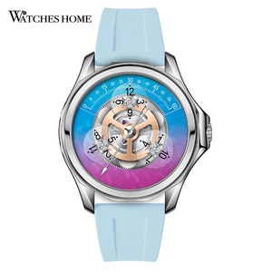 Reloj de pulsera automático Starwheel Wandering Hour con logotipo personalizado, esfera guilloché, cristal de zafiro, cierre plegable, relojes de acero inoxidable. - Product Image 3