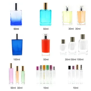 Wholesale 30ml 50 ml 100ml Empty Luxury Flat Square Spray Fragrance Parfum Bottle Clear Refillable Perfume Glass Bottle