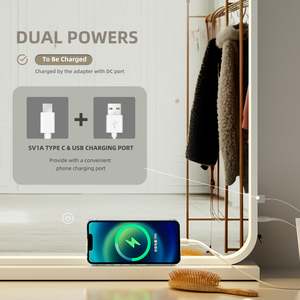 Máy tính để bàn USB Loại C có thể sạc lại vuông nhôm make up mỹ phẩm sắt thắp sáng trang điểm LED <span class=keywords><strong>Vanity</strong></span> gương với đèn - Product Image 4