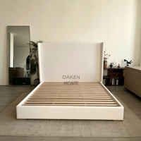 Meubles de chambre à coucher minimalistes OAKEN, meubles de chambre à coucher en bois de luxe, lit avec tête de lit en tissu, meubles de maison