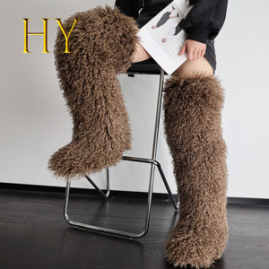 2025 חורף חם נשים רכות חמות באיכות גבוהה קטיפה מעל הברך מונגוליאנית מגפי שלג חורף - Product Image 2