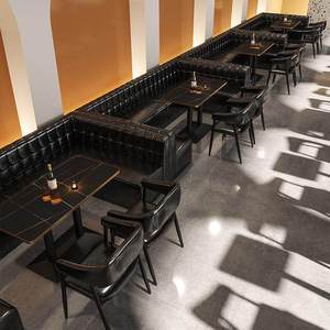 Móveis Modernos para Lounge de Hotel e Restaurante, Sofá para Bar e Clube Noturno, Conjunto de Cadeiras e Mesas em Forma de U e L em Couro PU e Metal - Product Image 3