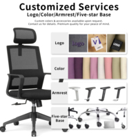 Chaise de bureau ergonomique à dossier haut en maille respirante avec appui-tête et soutien lombaire réglables, chaise de bureau pivotante confortable