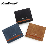 Grosir Dompet Jahitan Vintage Eropa dan Amerika dengan Warna Kontras, Tempat Kartu Pendek Horizontal Pria
