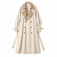 Trench-coat imperméable au-dessus du genou pour femme, coupe-vent décontracté