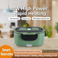 Boîte à lunch électrique portable en acier inoxydable 220V/110V/24V/12V, boîte à lunch chauffante à double usage pour voitures et familles
